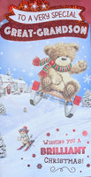 Great Grandson Christmas - Slim Cute Bear On Sledge