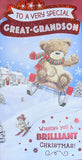 Great Grandson Christmas - Slim Cute Bear On Sledge