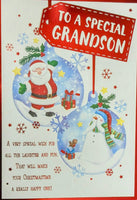 Grandson Christmas - Large Santa In Bauble