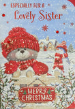 Sister Christmas - Large Cute Bear With Snowman