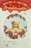 Granddaughter Christmas - Cute Bear On Flowers