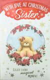 Sister Christmas - Cute Bear Sat On Flowers