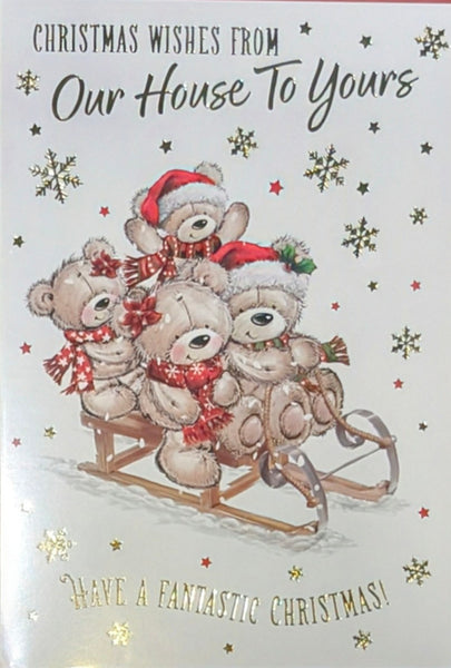 From Our House To Your House Christmas - Cute Bears On Sledge