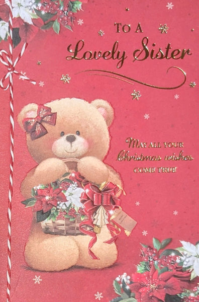 Sister Christmas - Cute Bear With Flowers