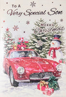 Son Christmas - Traditional Car & Snowman Wonderful