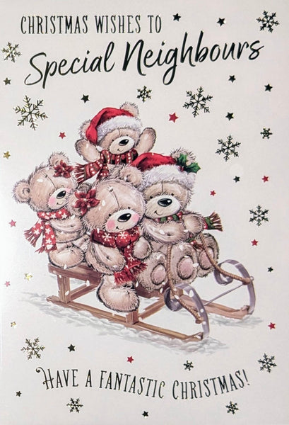 Neighbours Christmas - Cute Bears On Sledge