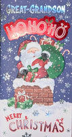 Great Grandson Christmas - Slim Santa In Chimney