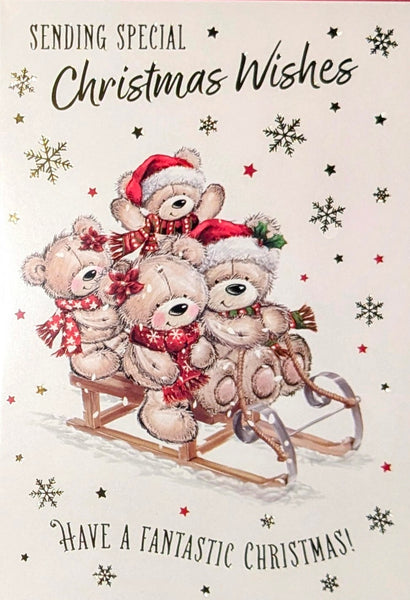 Open Christmas - Cute Bears On Sledge