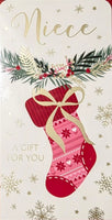 Niece Christmas Money Wallet - Pink Stocking
