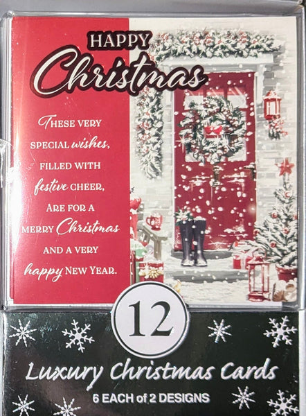 12 Pack Of Christmas Cards - Red Door