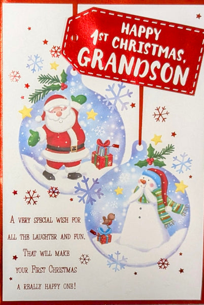 Grandson’s 1st Christmas - Large Santa Bauble