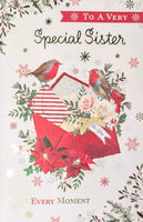 Sister Christmas - Traditional Robins & Envelope