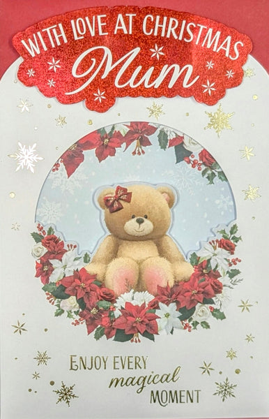 Mum Christmas - Cute Bear On Flowers