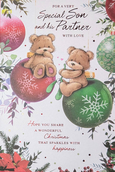 Son & Partner Christmas - Cute Bears On Baubles