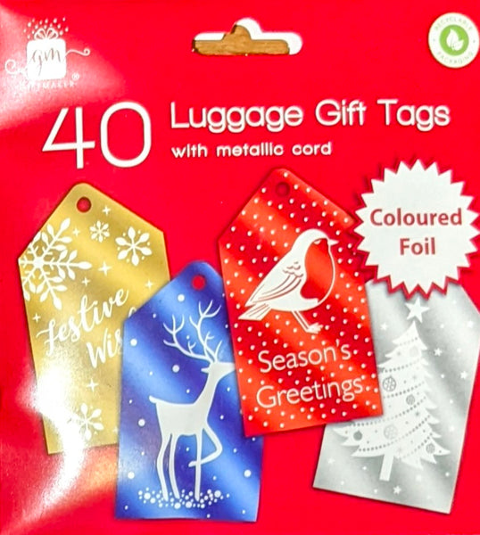 Christmas Foil Tie On Gift Tags