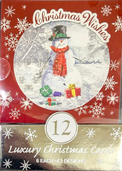 12 Pack Of Christmas Cards - Snowman