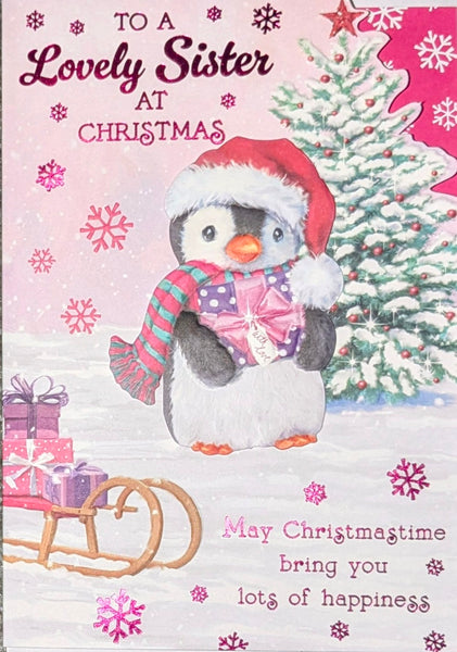 Sister Christmas - Cute Penguin With Gift