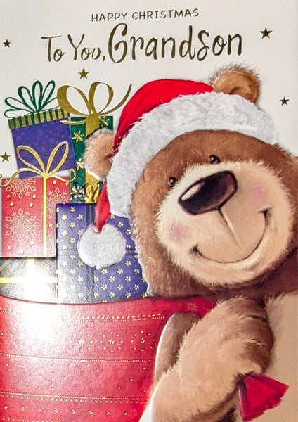 Grandson Christmas - Cute Bear With Gifts