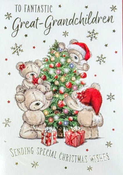 Great Grandchildren Christmas - Cute Bears With Tree