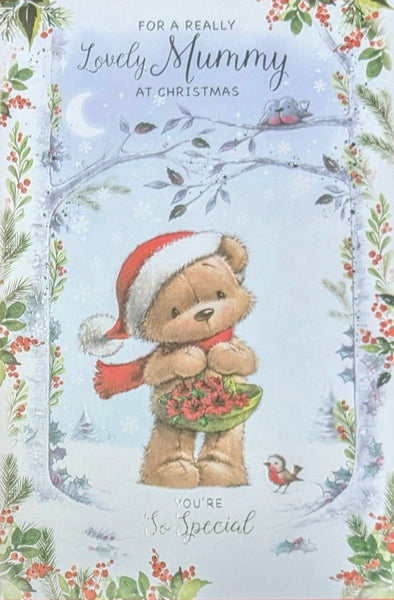 Mummy Christmas - Cute Bear With Flowers