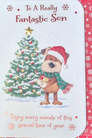 Son Christmas - Cute Dog & Tree