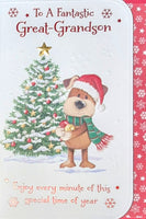 Great Grandson Christmas - Cute Dog & Tree