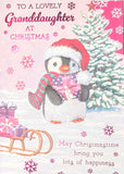 Granddaughter Christmas - Cute Penguins & Gift