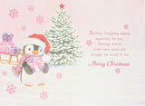 Great Granddaughter Christmas - Cute Penguin With Gift