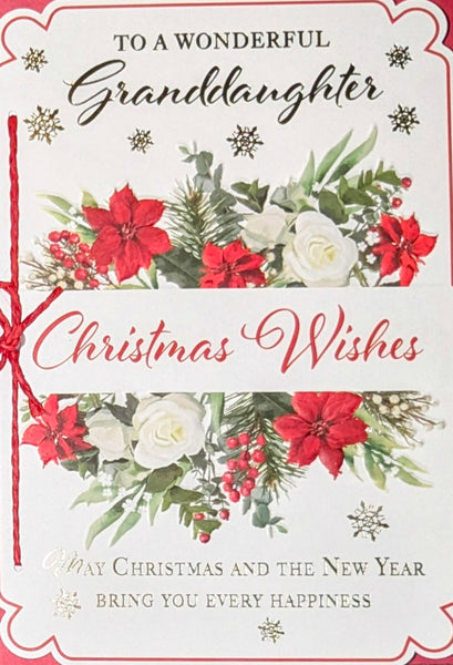 Granddaughter Christmas - Traditional Flowers Wishes