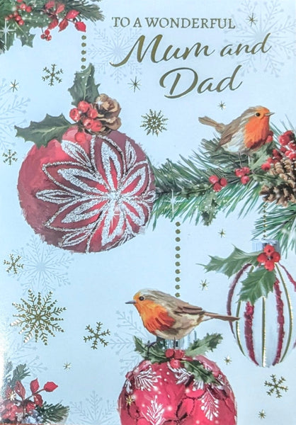 Mum & Dad Christmas - Traditional Robins Wonderful