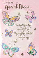 Niece Birthday - Traditional Butterflies Pink