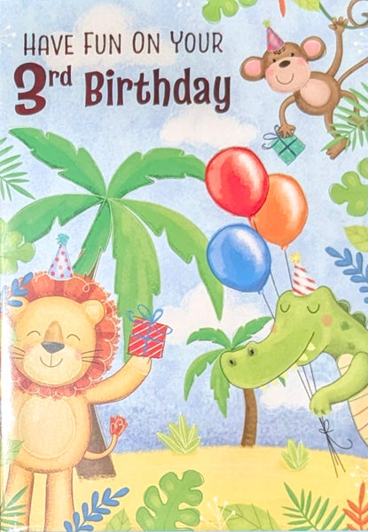 3 Boy Birthday - Lion & Crocodile