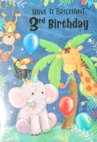 3 Boy Birthday - Elephant & Giraffe