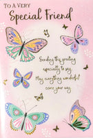 Friend Birthday - Traditional Butterflies Pink