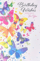 Open Female Birthday - Multi Coloured Butterflies