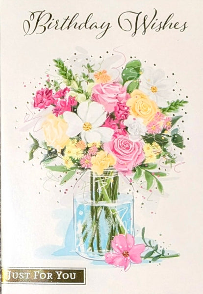 Open Female Birthday - Traditional Flowers In Glass Vase