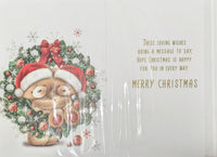 Mum & Dad Christmas - Cute Wreath With Red Bow