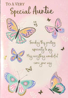 Auntie Birthday - Traditional Butterflies Pink