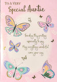 Auntie Birthday - Traditional Butterflies Pink