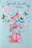 Friend Female Birthday - Flower Pink Box & Butterflies