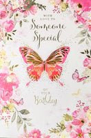 Someone Special Birthday - Traditional Pink & Gold Butterflies