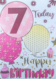 7 Girl Birthday - Balloons Pink