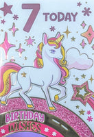 7 Girl Birthday - Unicorn Wishes