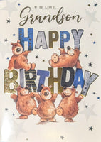 Grandson Birthday - Large Cute 5 Bears