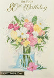 80 Birthday Female - Flowers In Glass Vase