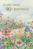 90 Female Birthday - Traditional Garden Scene