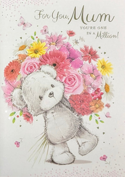 Mother's Day Mum - Large Cute Bear With Bouquet