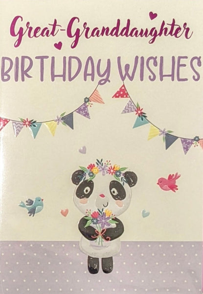 Great Granddaughter Birthday - Cute Panda Lilac