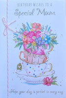 Mum Birthday - Traditional Teacups & Flowers