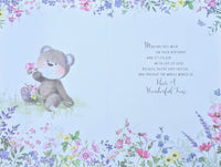 Great Granddaughter Birthday - Cute Bear & Flowers